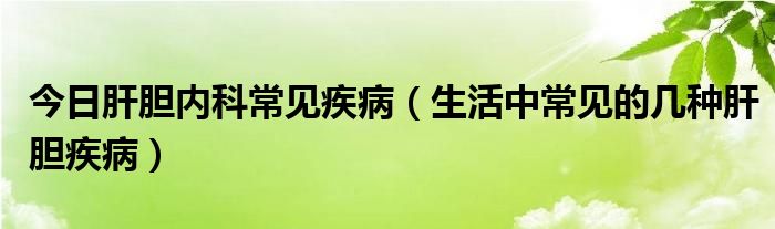 今日肝胆内科常见疾病（生活中常见的几种肝胆疾病）