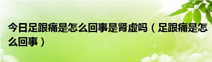 今日足跟痛是怎么回事是肾虚吗（足跟痛是怎么回事）