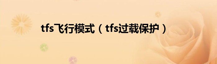 tfs飞行模式（tfs过载保护）