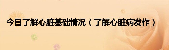 今日了解心脏基础情况（了解心脏病发作）