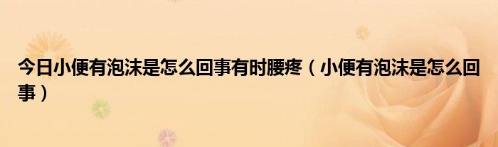 今日小便有泡沫是怎么回事有时腰疼（小便有泡沫是怎么回事）