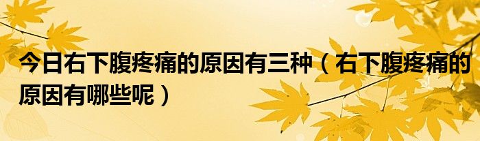 今日右下腹疼痛的原因有三种（右下腹疼痛的原因有哪些呢）