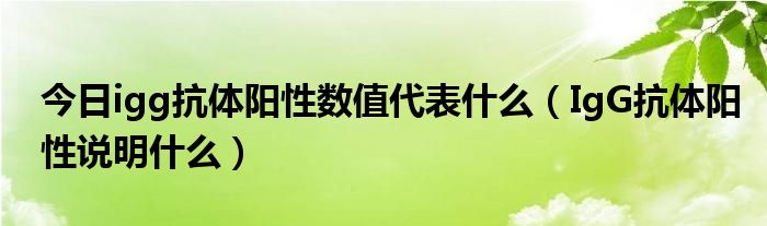 今日igg抗体阳性数值代表什么（IgG抗体阳性说明什么）