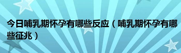 今日哺乳期怀孕有哪些反应（哺乳期怀孕有哪些征兆）