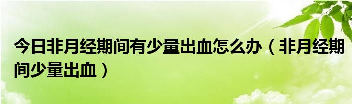 今日非月经期间有少量出血怎么办（非月经期间少量出血）