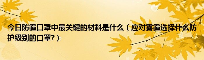 今日防霾口罩中最关键的材料是什么（应对雾霾选择什么防护级别的口罩?）