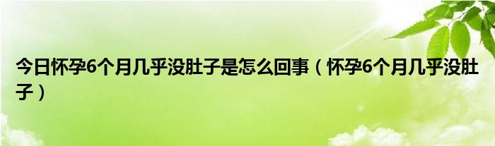 今日怀孕6个月几乎没肚子是怎么回事（怀孕6个月几乎没肚子）