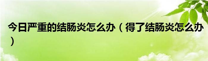 今日严重的结肠炎怎么办（得了结肠炎怎么办）