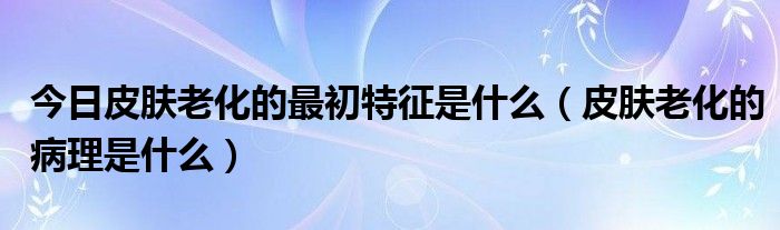 今日皮肤老化的最初特征是什么（皮肤老化的病理是什么）