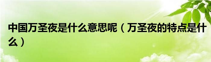 中国万圣夜是什么意思呢（万圣夜的特点是什么）