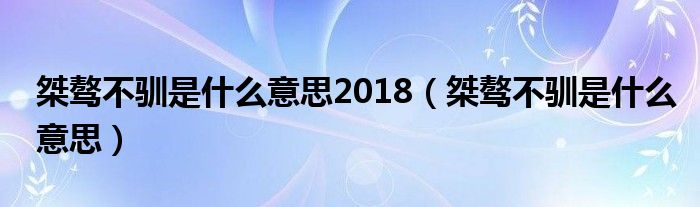 桀骜不驯是什么意思2018（桀骜不驯是什么意思）