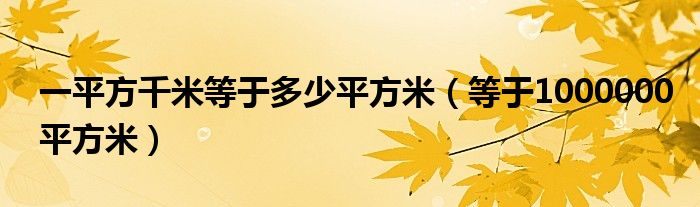 一平方千米等于多少平方米（等于1000000平方米）