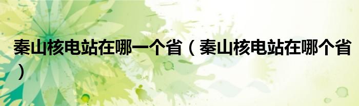 秦山核电站在哪一个省（秦山核电站在哪个省）