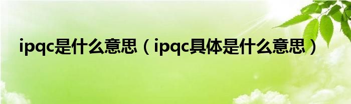 ipqc是什么意思（ipqc具体是什么意思）