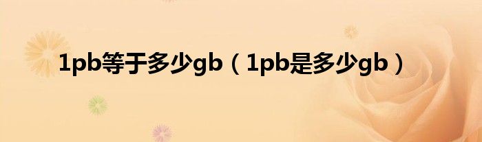 1pb等于多少gb（1pb是多少gb）