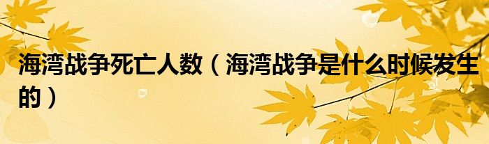 海湾战争死亡人数（海湾战争是什么时候发生的）