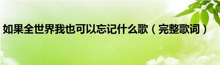 如果全世界我也可以忘记什么歌（完整歌词）