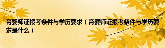 育婴师证报考条件与学历要求（育婴师证报考条件与学历要求是什么）