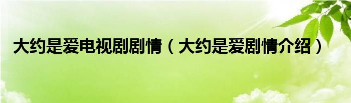 大约是爱电视剧剧情（大约是爱剧情介绍）