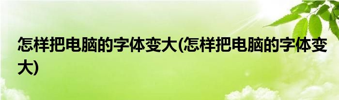 怎样把电脑的字体变大(怎样把电脑的字体变大)