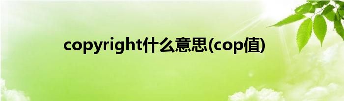 copyright什么意思(cop值)