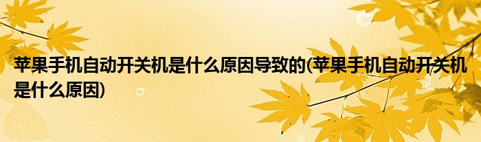 苹果手机自动开关机是什么原因导致的(苹果手机自动开关机是什么原因)