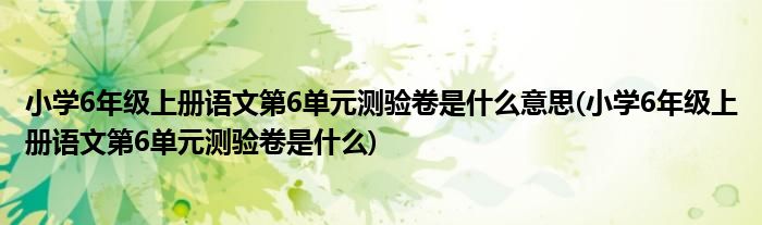 小学6年级上册语文第6单元测验卷是什么意思(小学6年级上册语文第6单元测验卷是什么)