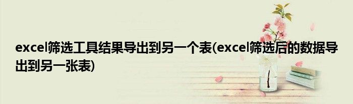 excel筛选工具结果导出到另一个表(excel筛选后的数据导出到另一张表)