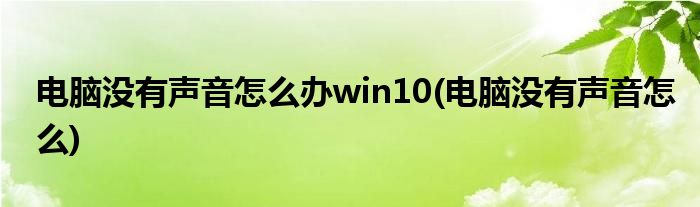 电脑没有声音怎么办win10(电脑没有声音怎么)