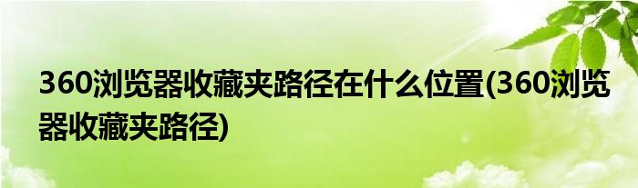 360浏览器收藏夹路径在什么位置(360浏览器收藏夹路径)