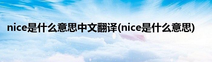 nice是什么意思中文翻译(nice是什么意思)