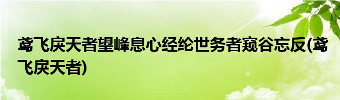 鸢飞戾天者望峰息心经纶世务者窥谷忘反(鸢飞戾天者)