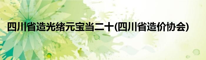 四川省造光绪元宝当二十(四川省造价协会)