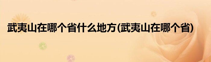 武夷山在哪个省什么地方(武夷山在哪个省)