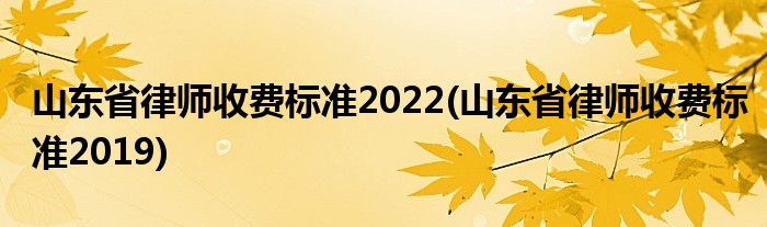 山东省律师收费标准2022(山东省律师收费标准2019)