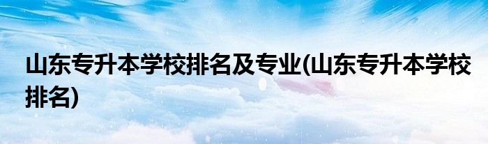 山东专升本学校排名及专业(山东专升本学校排名)