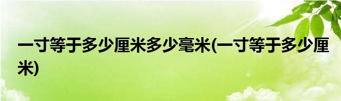 一寸等于多少厘米多少毫米(一寸等于多少厘米)