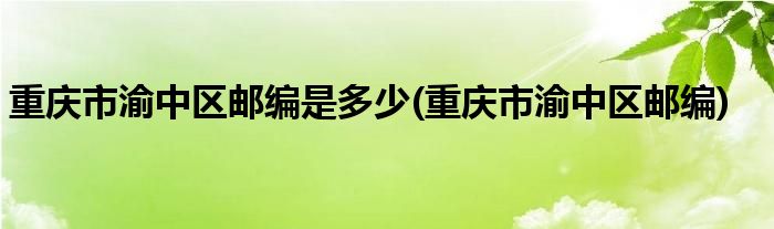 重庆市渝中区邮编是多少(重庆市渝中区邮编)