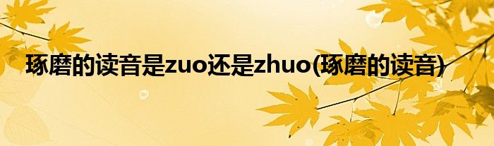 琢磨的读音是zuo还是zhuo(琢磨的读音)