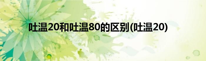 吐温20和吐温80的区别(吐温20)