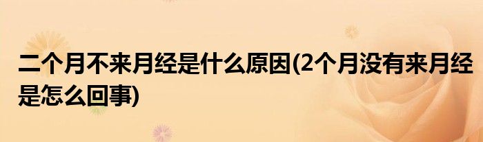 二个月不来月经是什么原因(2个月没有来月经是怎么回事)