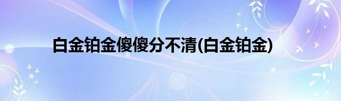 白金铂金傻傻分不清(白金铂金)