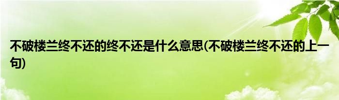 不破楼兰终不还的终不还是什么意思(不破楼兰终不还的上一句)