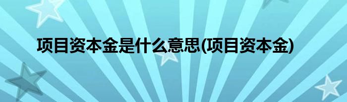 项目资本金是什么意思(项目资本金)