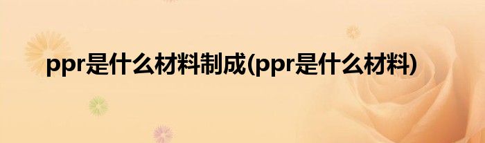 ppr是什么材料制成(ppr是什么材料)