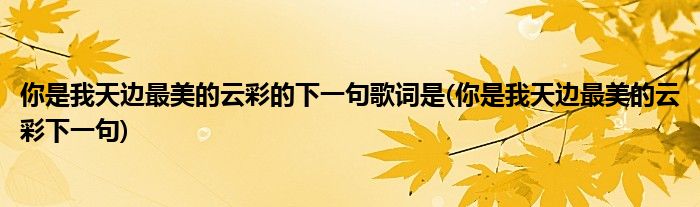 你是我天边最美的云彩的下一句歌词是(你是我天边最美的云彩下一句)