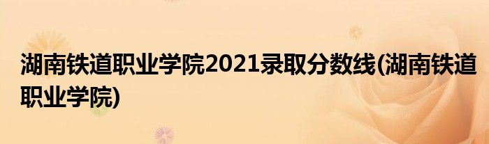 湖南铁道职业学院2021录取分数线(湖南铁道职业学院)