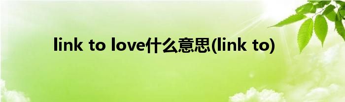 link to love什么意思(link to)