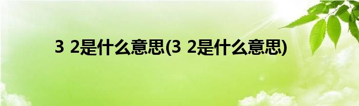 3 2是什么意思(3 2是什么意思)