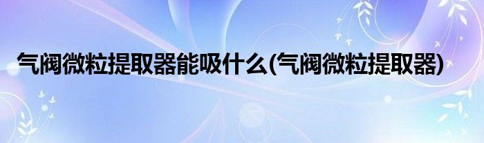 气阀微粒提取器能吸什么(气阀微粒提取器)